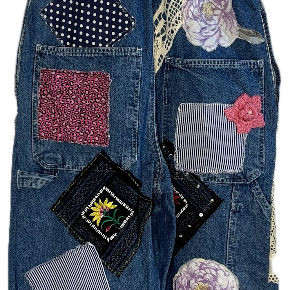 Faded Glory Floral Patchwork Denim Jumpsuit - Picture 4 of 17